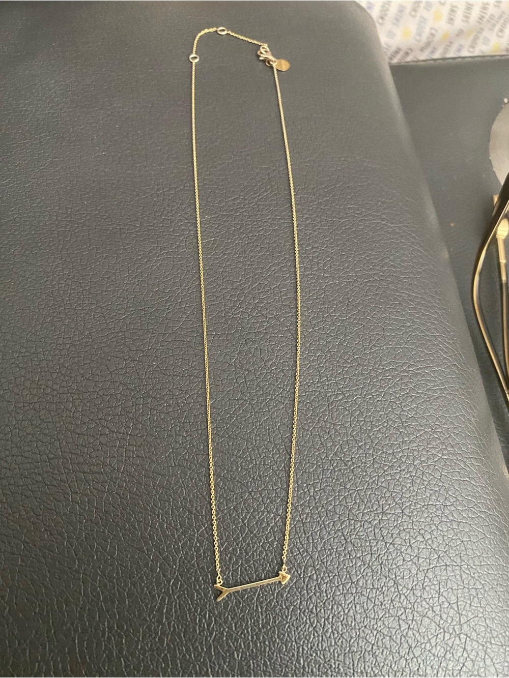 Stella & Dot Gold tone Arrow Bar Pendant Necklace